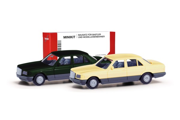 Herpa MiniKit: 2er-Set Mercedes S-Klasse (W126) tiefgrün/elfenbein