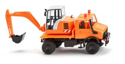 Wiking Unimog mit Bagger kommunalorange (064704)