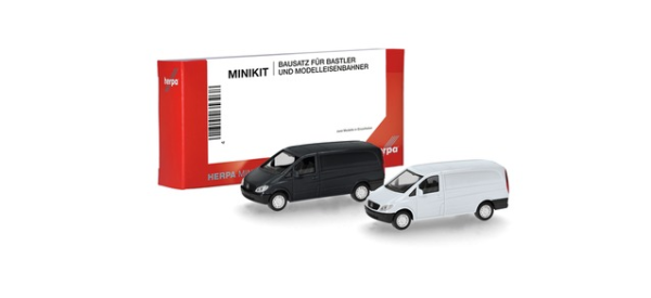 Herpa MiniKit: Mercedes-Benz Vito Kasten (W639 / 2003) weiß und schwarz (2 Stück)