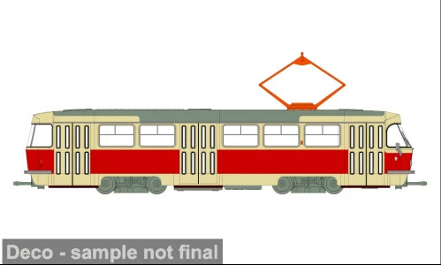Brekina Tatra Straßenbahn hellbeige/rot