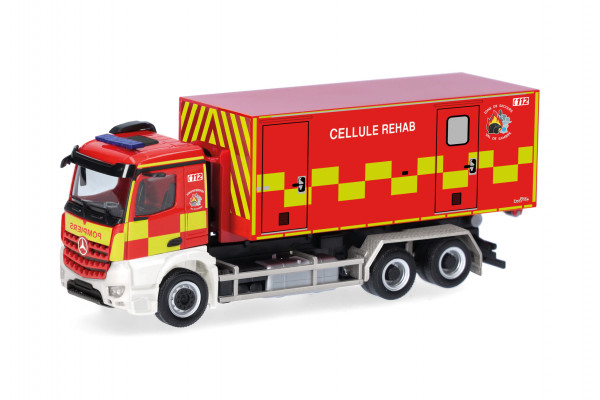 Herpa MB Arocs M Wechsellader-LKW 3a "Pompiers Cellule Rehab" (B)