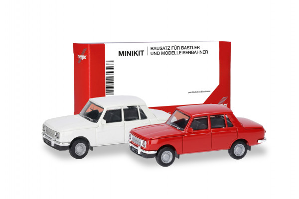 Herpa MiniKit: Wartburg 353 66 Limousine, weiß/verkehrsrot (2 Stück)