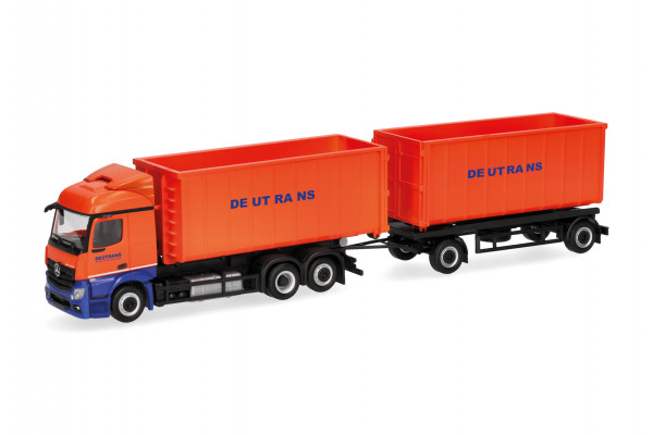 Herpa Mercedes-Benz Actros Streamspace 2.3 Abrollcontainer-Hängerzug "Deutrans"