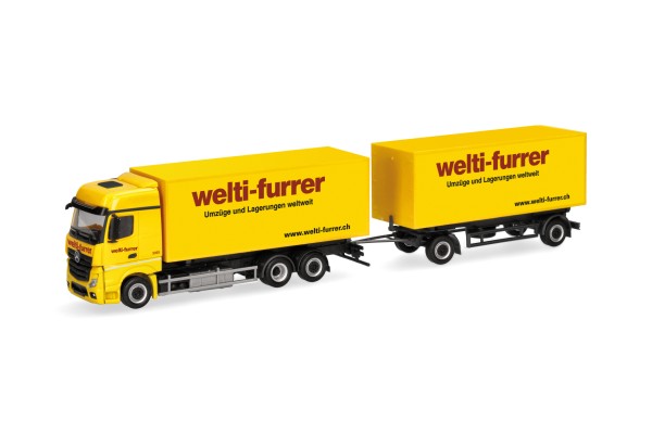 Herpa MB Actros Bigspace Wechselkoffer-Hz. "Welti-Furrer" (CH)
