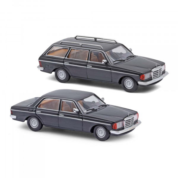 Busch: Zweierset Mercedes-Benz W 123 und S 123 (mit Rechteckscheinwerfern und Barockfelgen), schwarz
