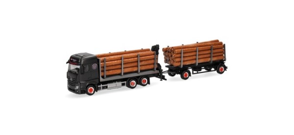 Herpa Mercedes-Benz Arocs 18 Bigspace Holztransporter-Hängerzug "Jürgen Ehrmann Transporte"