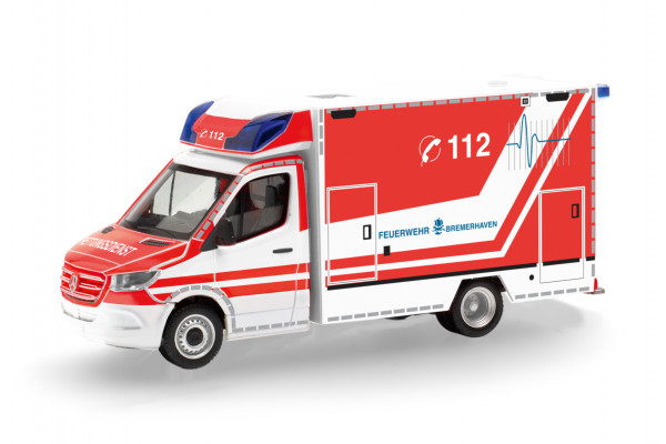Herpa Mercedes-Benz Sprinter '18 Fahrtec Rettungswagen "Feuerwehr Bremerhaven"