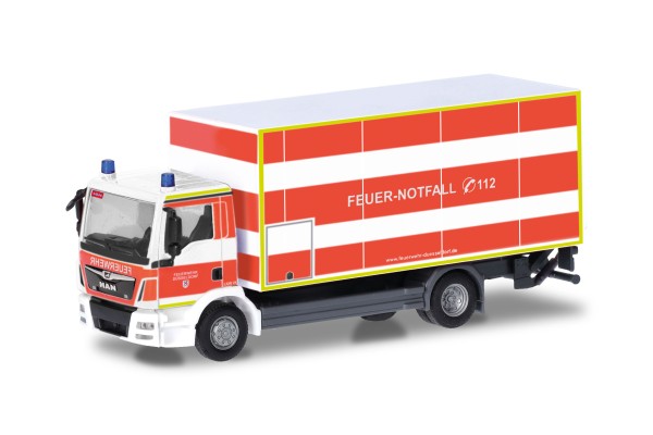 Herpa MAN TGM Koffer-LKW mit Ladebordwand "Feuerwehr Düsseldorf"