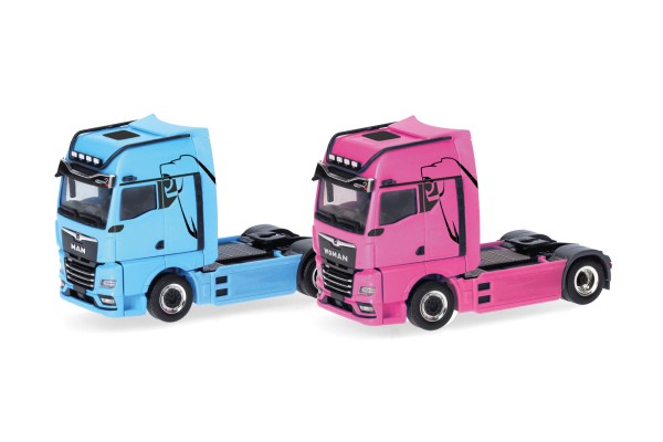 Herpa Set WOMAN & MAN eTGX GX Zugmaschinen, 2a, hellblau und pink