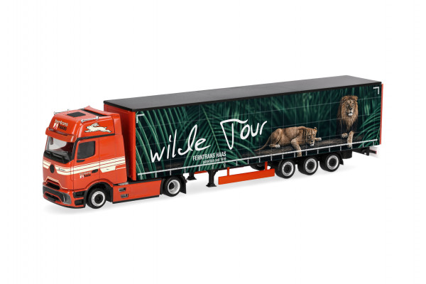 Herpa MB Actros L ProCabin Gigaspace Lowliner-Gardinenplanen-Sz. "Ferntrans Haas/Wilde Tour"