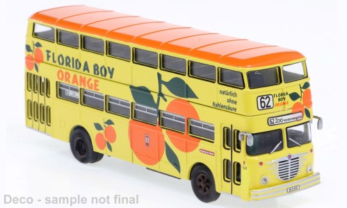 Brekina Büssing D2U Doppeldecker (1960) "BVG - Florida Boy Orange" Pop-Bus (61262)