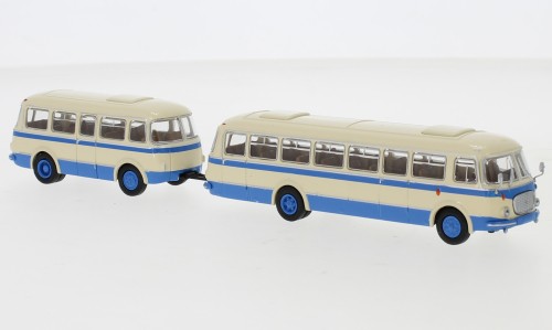 Brekina: JZS Jelcz 043 Bus mit P-01 Anh. (1964) hellbeige/blau (58265)