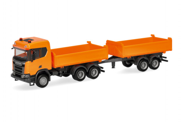 Herpa Scania CR ND XT Baukipper-Hängerzug, kommunalorange