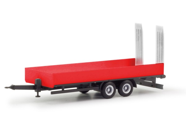 Herpa LKW Tiefladetandemanhänger mit Auffahrrampen 2achs rot