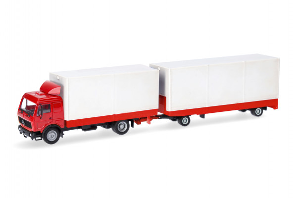 Herpa Basic: Mercedes-Benz NG Volumen-Hängerzug, rot/weiß