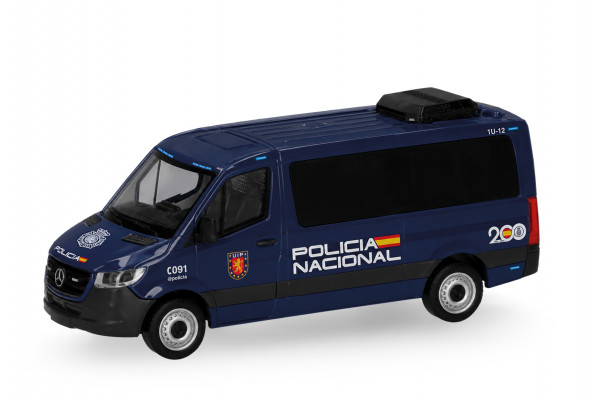 Herpa Mercedes-Benz Sprinter 18 Bus Flachdach "Policia Municipal Madrid"