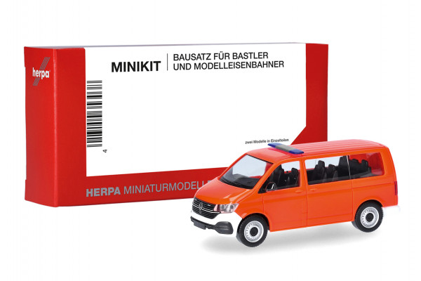 Herpa MiniKit: VW T6.1 Bus (Heckklappe geschlossen), tagesleuchtrot (1 Stück)
