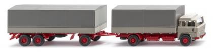 Wiking Magirus 235 D Pritschenhängerzug kieselgrau