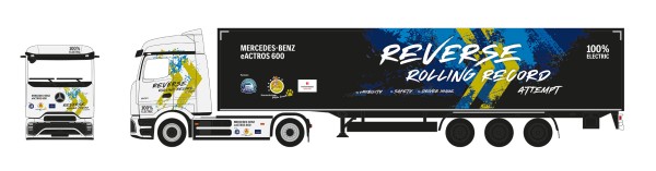 Herpa Mercedes-Benz eActros 600 ProCabin Streamspace Koffer-Sz. "Reverse Rolling Record"