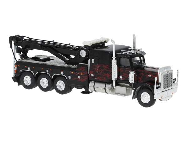 Brekina Peterbilt 359 Abschleppwagen (1973) schwarz mit Flammen-Dekor