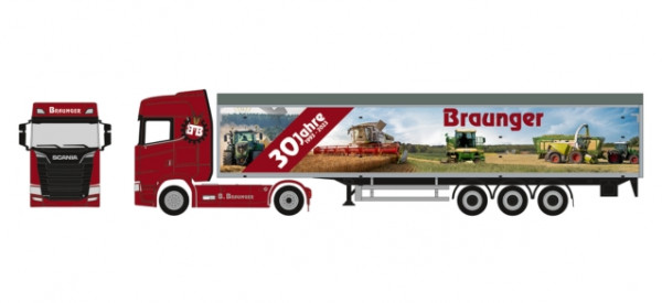 Herpa Scania CS 20 Hochdach Schubboden-Sattelzug "30 Jahre Braunger"