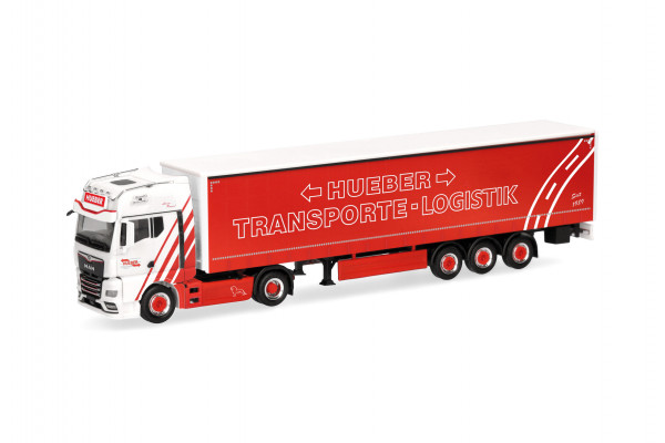 Herpa MAN TGX GX Gardinenplanen-Sattelzug "Hueber Heideck"