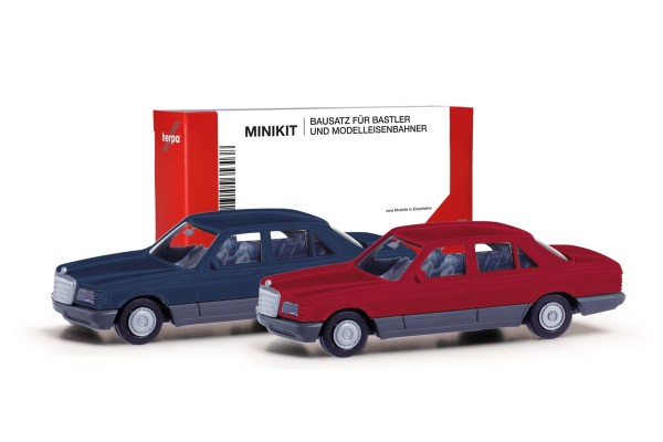 Herpa MiniKit Mercedes S-Klasse (W126) saphirblau und weinrot, 2 Stück