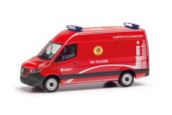 Herpa MB Sprinter '18 Halbbus Hochdach "Fw. Hamburg/Rettungstaucher"