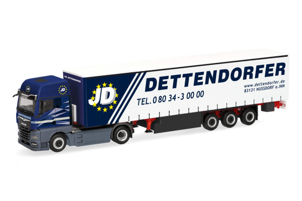 Herpa MAN eTGX GX Gardinenplanen-Sattelzug "Dettendorfer"