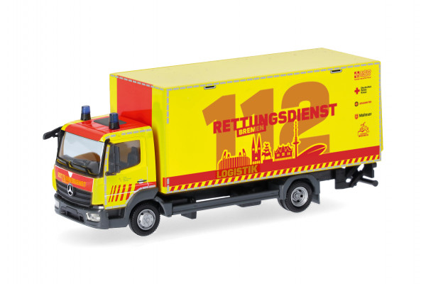 Herpa Mercedes-Benz Atego '13 Koffer-LKW mit Ladebordwand "Rettungsdienst Feuerwehr Bremen - Logisti