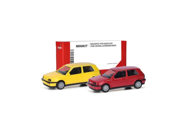 Herpa Volkswagen (VW) Golf III VR6 2türig 2er-Set flashrot / schwefelgelb