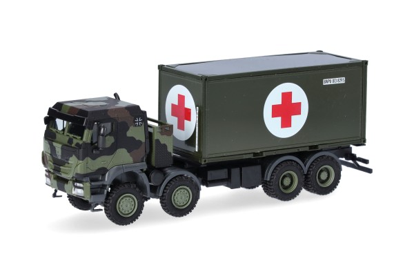Herpa Iveco Trakker 8x8 mit 20 ft. Container "Bundeswehr / Rotes Kreuz"