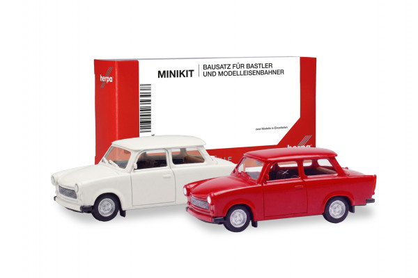 Herpa MiniKit: Trabant 601 Limousine, weiß/verkehrsrot (2 Stück)