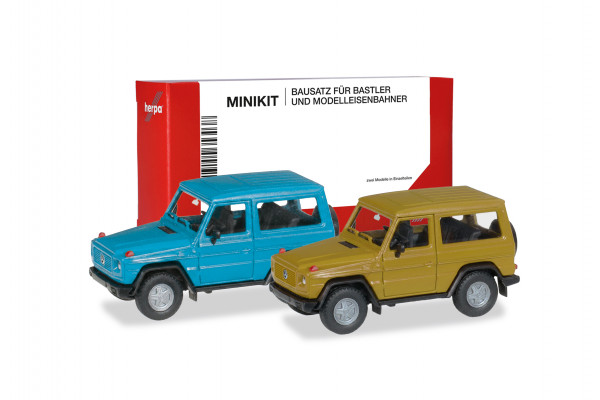 Herpa MiniKit: Mercedes-Benz G-Klasse, chinablau und currygelb (2 Stück)