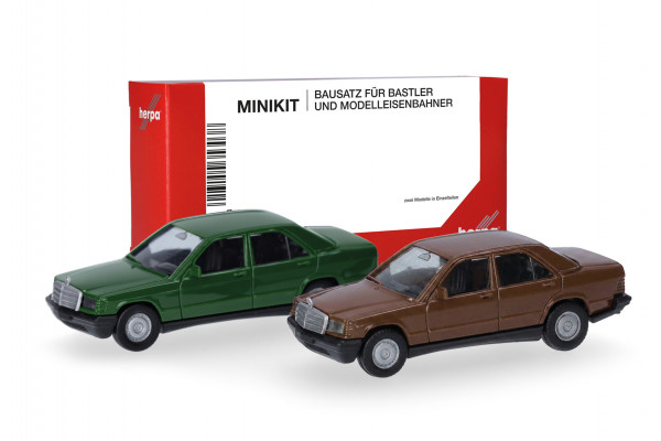 Herpa MiniKit: Mercedes-Benz 190, achatgrün und braunmaron (2 Stück)