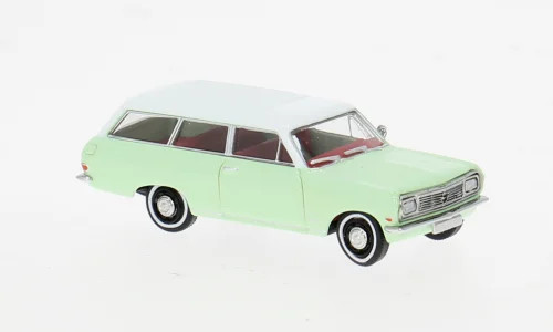 Brekina Opel Rekord B CarAVan pastellgrün/weiß