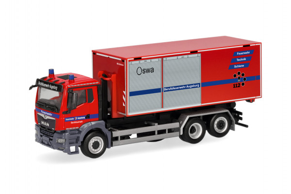 Herpa MAN TGS NN Wechsellader-LKW 3achs "Feuerwehr Augsburg"