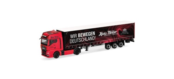 Herpa MAN TGX GX Gardinenplanen-Sattelzug "Hans Möller / Wir bewegen Deutschland"