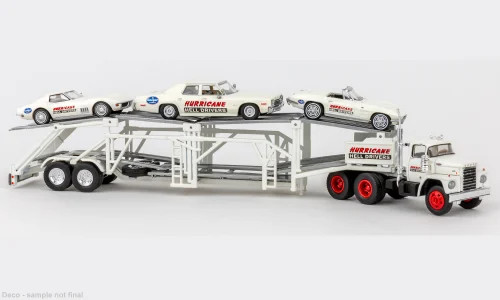 Brekina Set "Hurricane" mit Dodge Autotransporter und 3 PKW