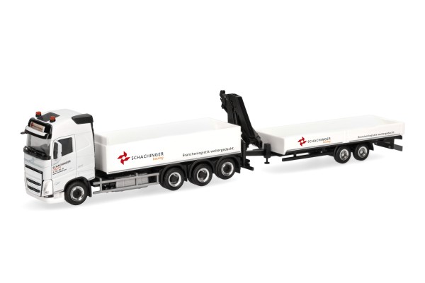 Herpa Volvo FH GL 2020 Pritschen-LKW 4achs mit Tiefbetttandemanhänger 2achs "Schachinger" (Österreic