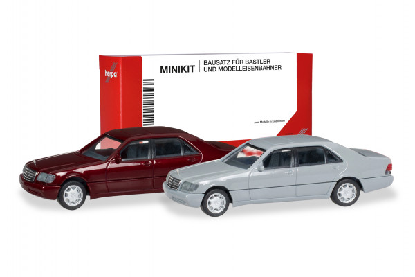 Herpa MiniKit: Mercedes-Benz S-Klasse W140, dunkelrot und grau