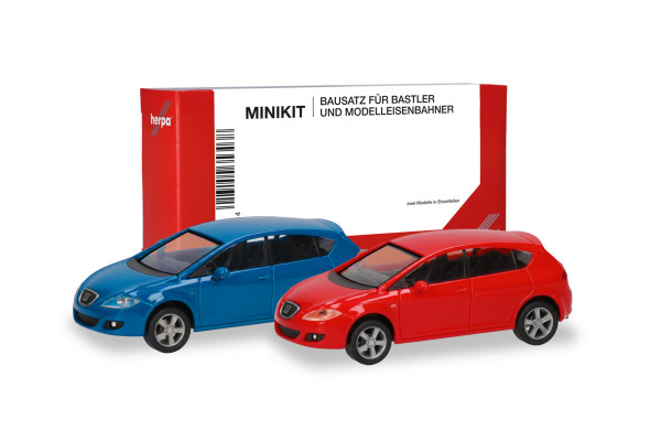 Herpa MiniKit: Seat Leon, verkehrsrot/verkehrsblau (2 Stück)