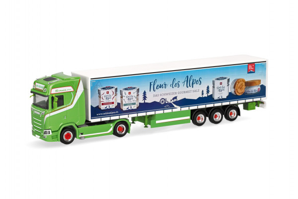 Herpa Scania CS 20 Hochdach Gardinenplanen-Sattelzug "Urs Bühler - Fleur des Alpes", Schweiz