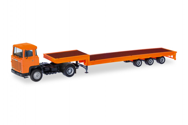 Herpa Basic: Scania 141 Tieflade-Sattelzug orange
