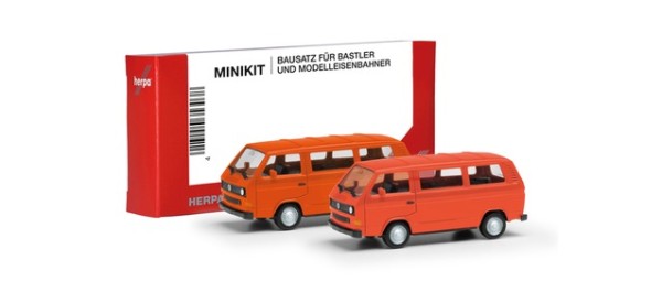 Herpa MiniKit: VW T3 Bus leuchtrot und orange 2 Stück