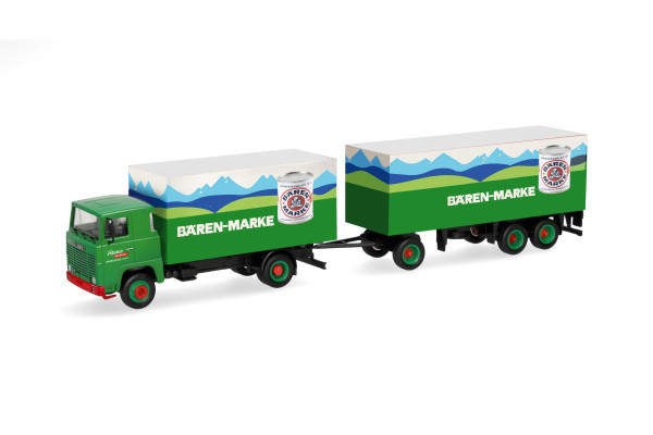 Herpa Scania 111 Koffer-Hängerzug "Bärenmarke/Spedition Reiter"