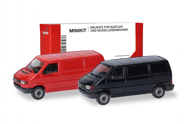 Herpa MiniKit: VW T4 Kasten, verkehrsrot/schwarz (2 Stück)