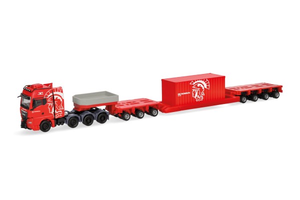 Herpa MAN TGX GX Tieflade-Sz. mit 20 ft. Container "De Romein Group" (NL)