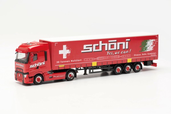 Herpa Renault T facelift Gardinenplanen-Sattelzug "Schöni International" (CH) (316446)