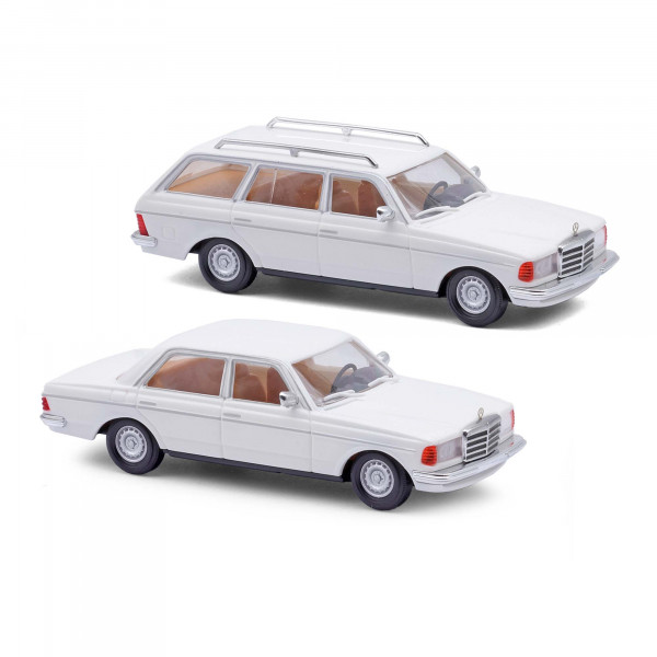 Busch: Zweierset Mercedes-Benz W 123 und S 123 (mit Rechteckscheinwerfern und Barockfelgen), weiß